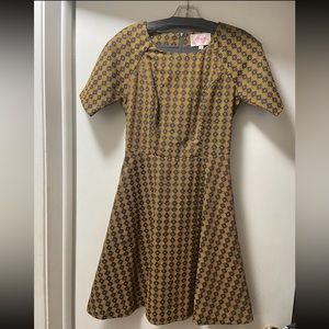 Ruby Bell Yellow Grey Patterned Dress